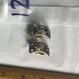 Fashion Earrings Blue Crystal Silver Tone Hoop Style Women's Accessories